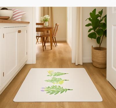 Elegante eenvoudige bloemen vinyl vloerkleed keuken