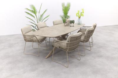 4SO Murcia/Prado deens ovale tuinset (7-delig) - Latte