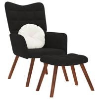 Relaxstoel met voetenbank fluweel zwart
