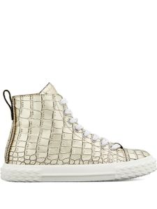 Giuseppe Zanotti baskets montantes à effet peau de crocodile - Or