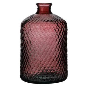 Natural Living Vaas Scubs Bottle - rood geschubt - glas - D18xH31cm