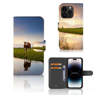 iPhone 15 Pro | Telefoonhoesje | Met pasjeshouder | Koe