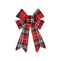 Krist+ kerstboomversiering strik - rood geruit - 15 x 25 cm