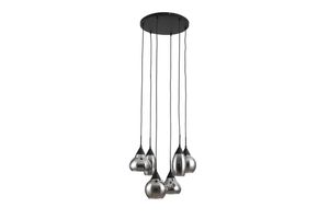 Haluta Industriële Hanglamp - Glazen Hanglamp - 6-lichts - E27 - Smoke Glas