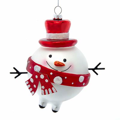 Ornament rood wit glas h12 cm - Kurt s adler