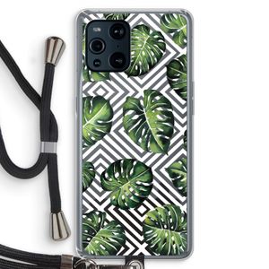 Geometrische jungle: Oppo Find X3 Transparant Hoesje met koord