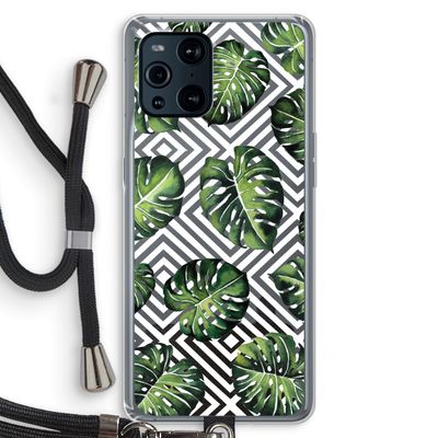 Geometrische jungle: Oppo Find X3 Transparant Hoesje met koord