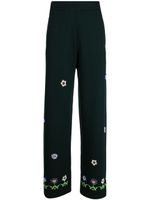 BODE pantalon en laine à fleurs brodées - Vert