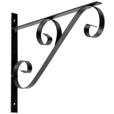 Muurhaak/plantenhaak voor bloempotten/plantenpotten - zwart - metaal - 30 x 2 x 25 cm