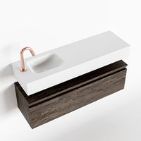 Toiletmeubel Mondiaz Andor | 100 cm | Meubelkleur Dark brown | Lex vrijhangend wastafel Talc Links | 1 kraangat