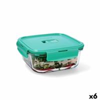Hermetische Lunchtrommel Luminarc Turquesa Turkoois Glas 1,22 L (6 Stuks)