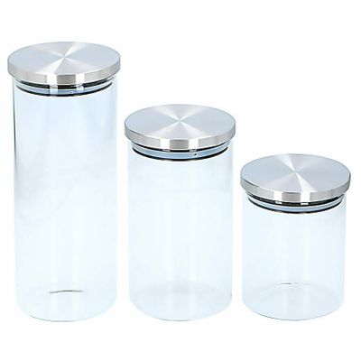 Set van 3x stuks glazen voorraadpot ten / snoeppotten