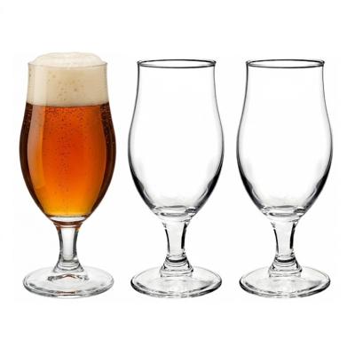 Bormioli speciaalbier glazen - set 3x stuks - 375 ml - tulpvormige bierglazen op voet