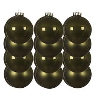 24x stuks kunststof kerstballen mos groen 10 cm glans/mat - thumbnail