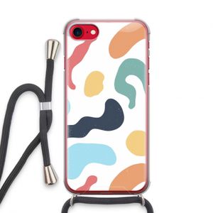 Memphis Shapes Blue: iPhone SE 2020 Transparant Hoesje met koord