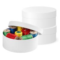 Ronde witte hobby knutsel doos - 3x - dozen van karton - 8.5 x 4 cm - Hoedendoos - cadeauverpakking Ronde witte hobby knutsel doos - 3x - dozen van karton - 8.5 x 4 cm - Hoedendoos - cadeauverpakking