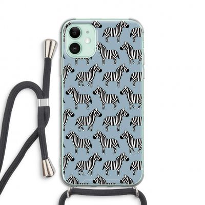 Zebra: iPhone 11 Transparant Hoesje met koord