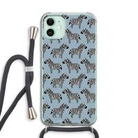 Zebra: iPhone 11 Transparant Hoesje met koord