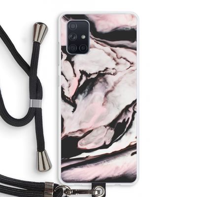 Roze stroom: Samsung Galaxy A71 Transparant Hoesje met koord