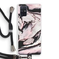 Roze stroom: Samsung Galaxy A71 Transparant Hoesje met koord