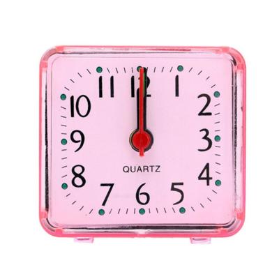 Vierkante wekker transparant geval compacte digitale mini slaapkamer nachtkastje kantoor elektronische klok (roze)