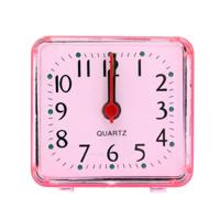 Vierkante wekker transparant geval compacte digitale mini slaapkamer nachtkastje kantoor elektronische klok (roze)