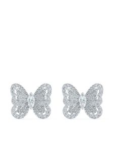 DE BEERS puces d'oreilles Portrait of Nature Butterfly en or blanc 18ct pavées de diamants - Argent