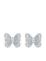 DE BEERS puces d'oreilles Portrait of Nature Butterfly en or blanc 18ct pavées de diamants - Argent