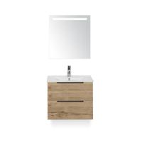 Seville Badmeubelset 60 cm - Natuur Eiken Edge greep - Wastafel Enjoy - met Sence Spiegel