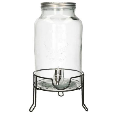 Limonade/drankdispenser op verhoger - 5,5 liter - transparant glas - H42 x B19 cm