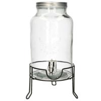 Limonade/drankdispenser op verhoger - 5,5 liter - transparant glas - H42 x B19 cm