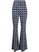 DVF Diane von Furstenberg pantalon évasé à imprimé abstrait - Bleu - thumbnail