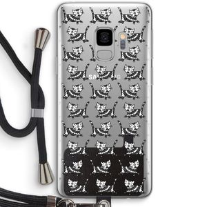 Zwarte poes: Samsung Galaxy S9 Transparant Hoesje met koord