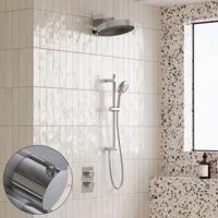 Regendouche set SaniClear Evolution Stripes | 30 cm | Incl.Inbouwdeel | 2 standen handdouche | Met glijstang | Chroom