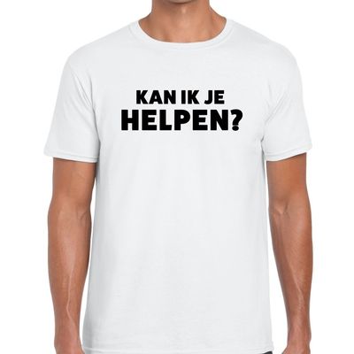 Kan ik je helpen beurs/evenementen t-shirt wit heren