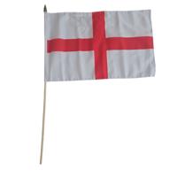 Zwaaivlag Engeland Sint George - op stok - 30 x 45 cm vlag - Supporters - feestartikelen