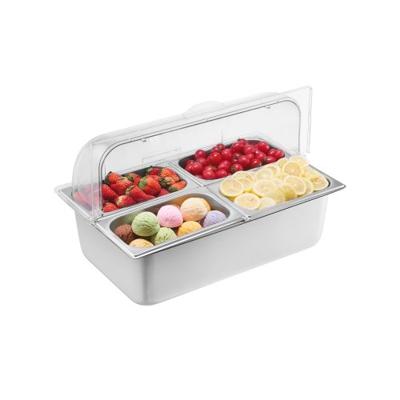 VEVOR Serveercontainer Catering Kruidendispenser 4 x 1/4 Containers met Deksel