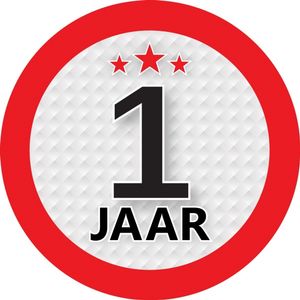 Leeftijdversiering 1 jaar ronde sticker 9 cm