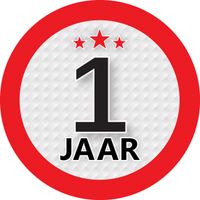 Leeftijdversiering 1 jaar ronde sticker 9 cm