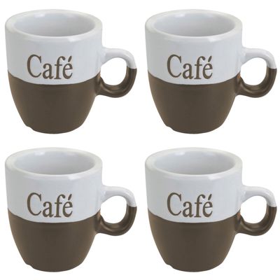 Koffiemok - set 4x stuks - lichtbruin - keramiek - 150 ml Koffiemok - set 4x stuks - lichtbruin - keramiek - 150 ml