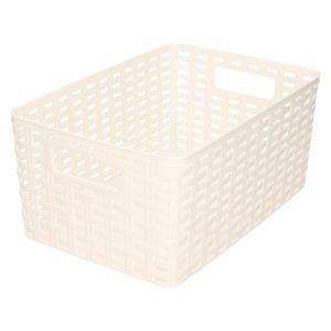 Plasticforte Opbergmand - Kastmand - rotan kunststof - wit - 10 Liter - 22 x 33 x 16 cm - Opbergmanden