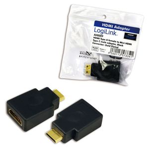 LogiLink AH0009 HDMI Adapter [1x HDMI-stekker C mini - 1x HDMI-bus] Zwart Vergulde steekcontacten