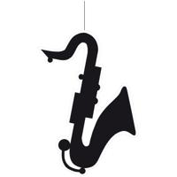 Feest versiering hangdecoratie saxofoon - zwart - karton - 32 cm   -