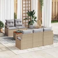 Tuinbankenset met opslag 6 pcs Beige en Licht Grijs poly rattan