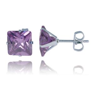 LGT Jewels Stud oorbellen Edelstaal Classic Purple 8mm