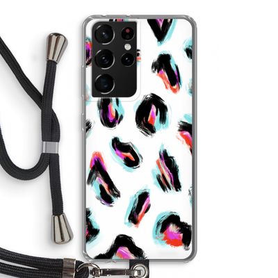 Cheetah color: Samsung Galaxy S21 Ultra Transparant Hoesje met koord