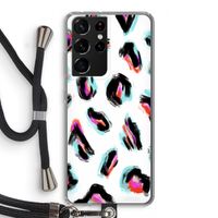Cheetah color: Samsung Galaxy S21 Ultra Transparant Hoesje met koord