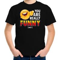 Funny emoticon t-shirt you are really funny not zwart voor kids - thumbnail