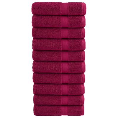 VidaXL Badhanddoeken solund 10 st 600 g/m² 100x150 cm bordeaux