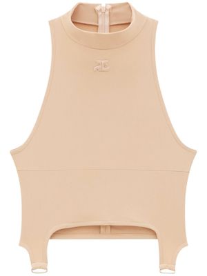 Courrèges haut crop à patch logo - Tons neutres